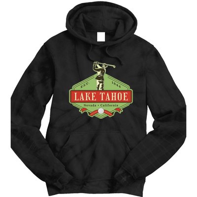 Lake Tahoe California Nevada Retro Vintage Golf Themed Tie Dye Hoodie