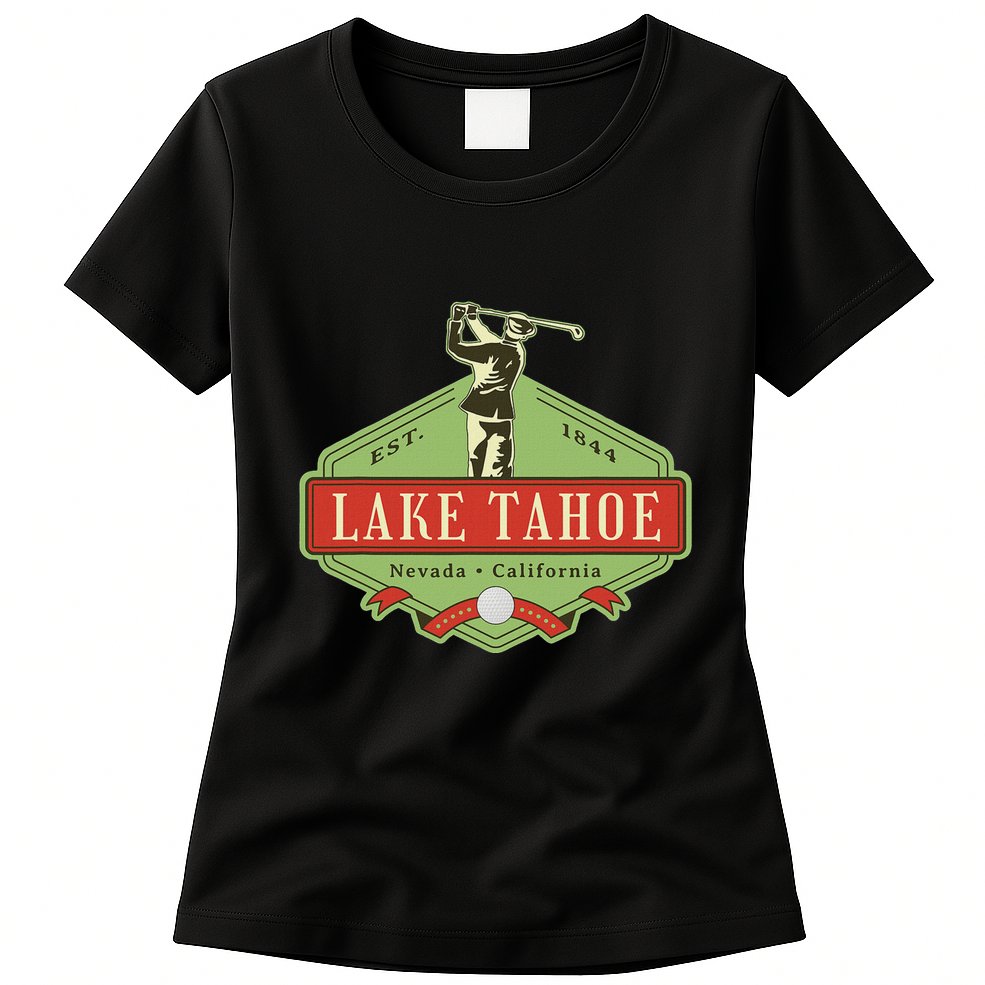 Lake Tahoe California Nevada Retro Vintage Golf Themed Womens T-Shirt