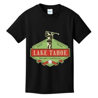 Lake Tahoe California Nevada Retro Vintage Golf Themed Kids T-Shirt