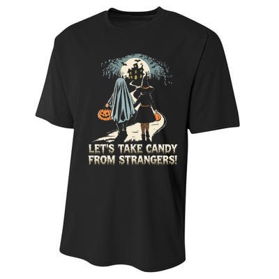 LetS Take Candy From Strangers Funny Halloween Performance Sprint T-Shirt