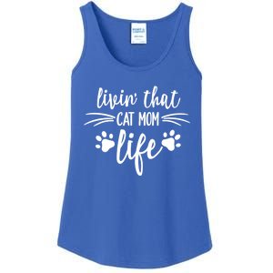 Livin That Cat Mom Life Great Gift Ladies Essential Tank