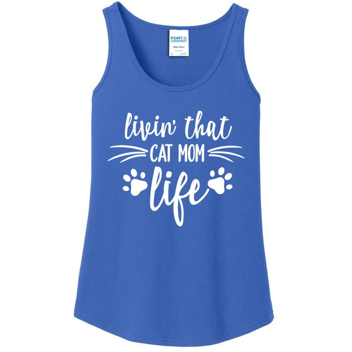 Livin That Cat Mom Life Great Gift Ladies Essential Tank