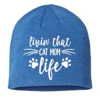 Livin That Cat Mom Life Great Gift Sustainable Beanie