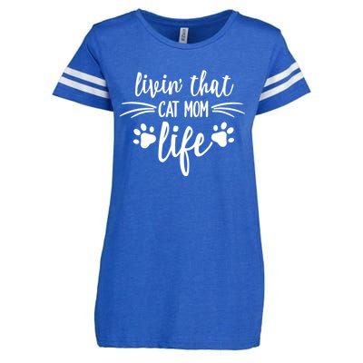 Livin That Cat Mom Life Great Gift Enza Ladies Jersey Football T-Shirt