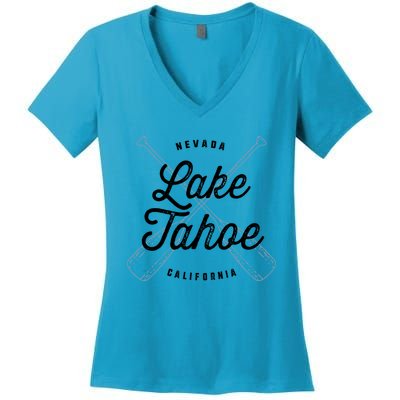 Lake Tahoe California Nevada Souvenir Gift Cool Vintage Gift Women's V-Neck T-Shirt