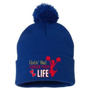 Livin That Cheer Mom Life Meaningful Gift Pom Pom 12in Knit Beanie