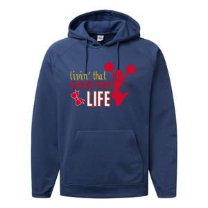 Livin That Cheer Mom Life Meaningful Gift Performance Fleece Hoodie