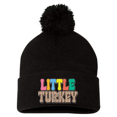 Little Turkey Cute Thanksgiving Colorful Pom Pom 12in Knit Beanie