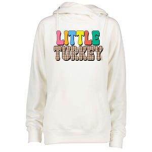 Little Turkey Cute Thanksgiving Colorful Womens Funnel Neck Pullover Hood