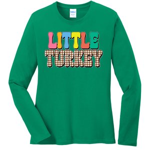 Little Turkey Cute Thanksgiving Colorful Ladies Long Sleeve Shirt