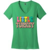 Little Turkey Cute Thanksgiving Colorful Women's V-Neck T-Shirt