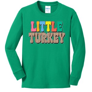 Little Turkey Cute Thanksgiving Colorful Kids Long Sleeve Shirt