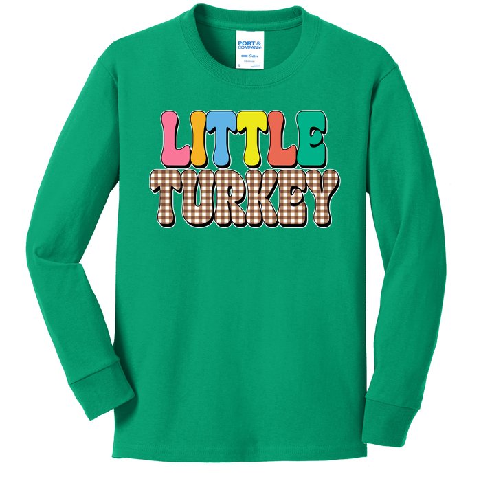 Little Turkey Cute Thanksgiving Colorful Kids Long Sleeve Shirt