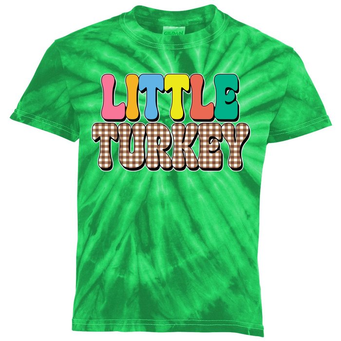 Little Turkey Cute Thanksgiving Colorful Kids Tie-Dye T-Shirt