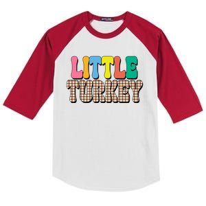 Little Turkey Cute Thanksgiving Colorful Kids Colorblock Raglan Jersey