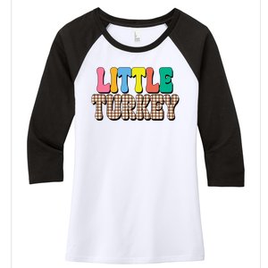 Little Turkey Cute Thanksgiving Colorful Women's Tri-Blend 3/4-Sleeve Raglan Shirt