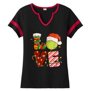 Love Tennis Christmas Tennis Player Xmas Party Gift Ladies Halftime Notch Neck Tee