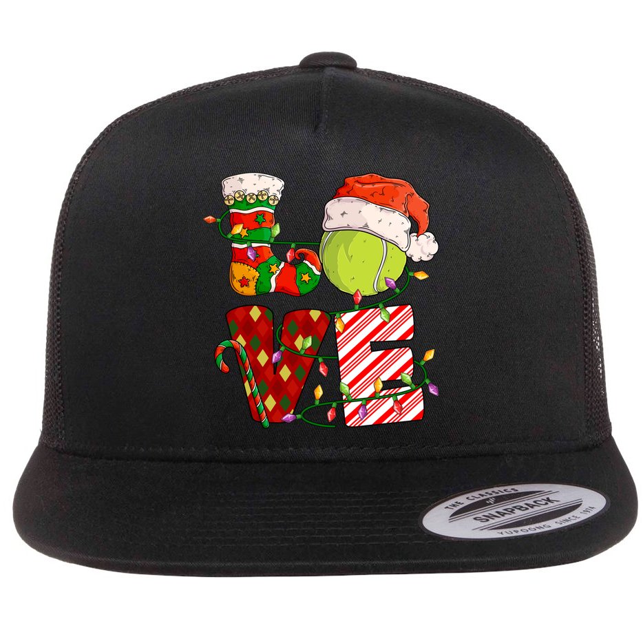 Love Tennis Christmas Tennis Player Xmas Party Gift Flat Bill Trucker Hat