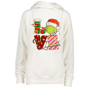 Love Tennis Christmas Tennis Player Xmas Party Gift Womens Funnel Neck Pullover Hood