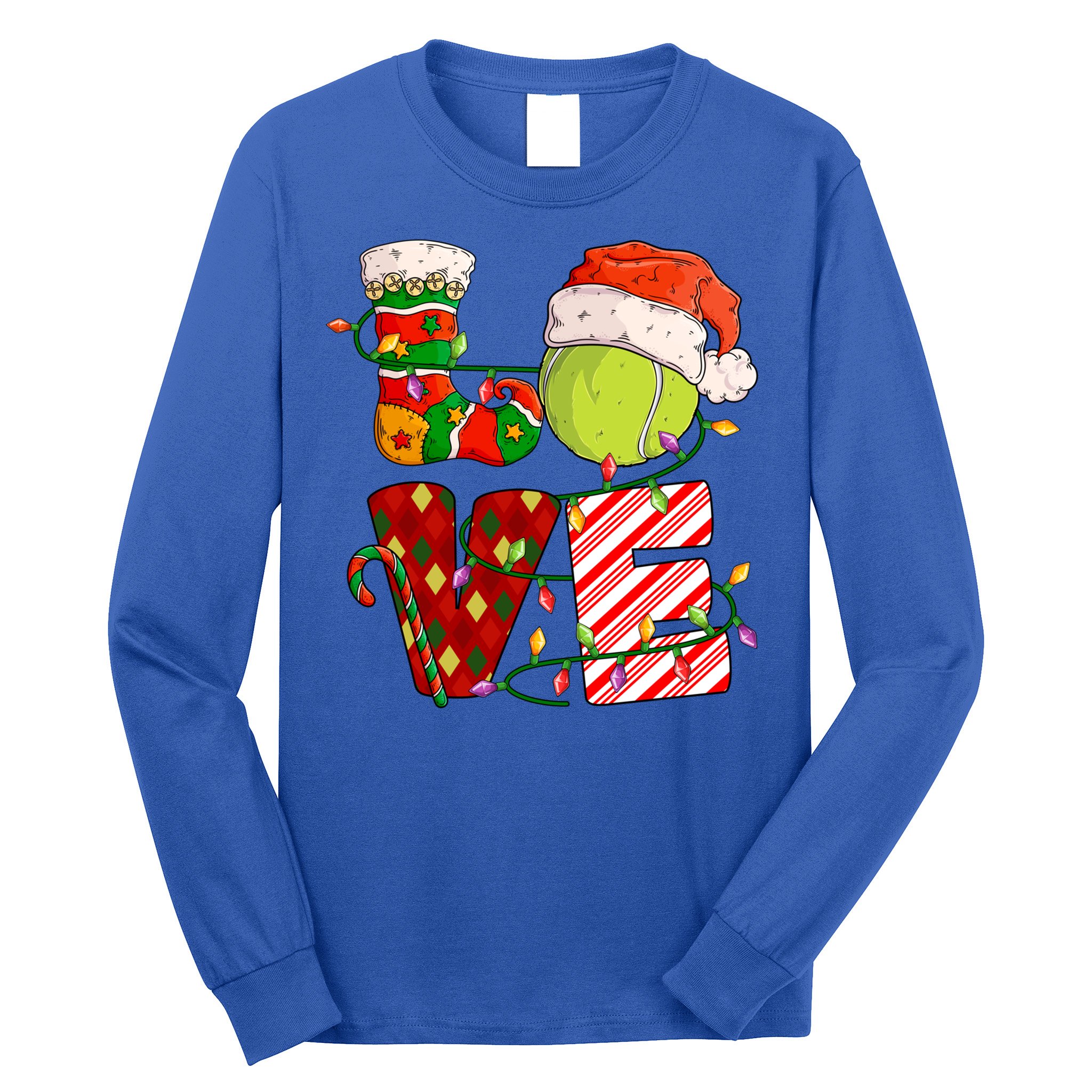 Love Tennis Christmas Tennis Player Xmas Party Gift Long Sleeve Shirt