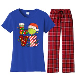 Love Tennis Christmas Tennis Player Xmas Party Gift Women's Flannel Pajama Set