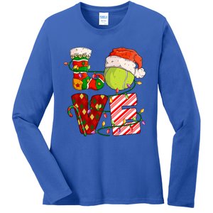 Love Tennis Christmas Tennis Player Xmas Party Gift Ladies Long Sleeve Shirt