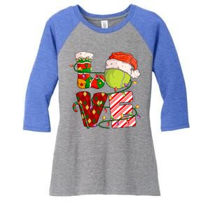 Love Tennis Christmas Tennis Player Xmas Party Gift Women's Tri-Blend 3/4-Sleeve Raglan Shirt