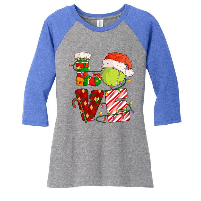 Love Tennis Christmas Tennis Player Xmas Party Gift Women's Tri-Blend 3/4-Sleeve Raglan Shirt