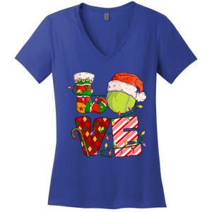 Love Tennis Christmas Tennis Player Xmas Party Gift Women's V-Neck T-Shirt