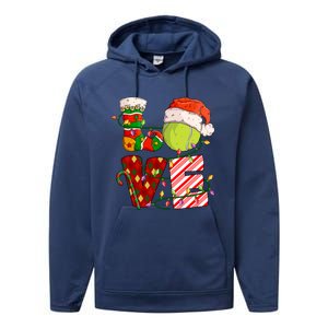 Love Tennis Christmas Tennis Player Xmas Party Gift Performance Fleece Hoodie