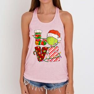 Love Tennis Christmas Tennis Player Xmas Party Gift Women's Knotted Racerback Tank