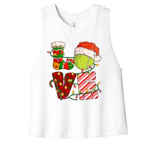 Love Tennis Christmas Tennis Player Xmas Party Gift Women's Racerback Cropped Tank