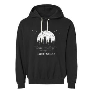 Lake Tahoe Californianevada Mountain Resort Moon Trees Garment-Dyed Fleece Hoodie