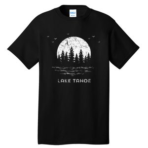 Lake Tahoe Californianevada Mountain Resort Moon Trees Tall T-Shirt