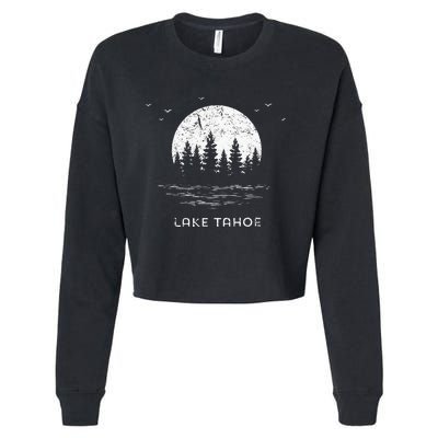 Lake Tahoe Californianevada Mountain Resort Moon Trees Cropped Pullover Crew