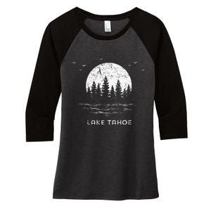 Lake Tahoe Californianevada Mountain Resort Moon Trees Women's Tri-Blend 3/4-Sleeve Raglan Shirt