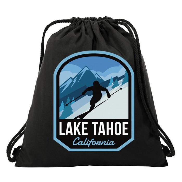 Lake Tahoe California Ski Mountain Drawstring Bag