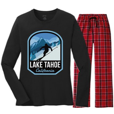 Lake Tahoe California Ski Mountain Women's Long Sleeve Flannel Pajama Set 