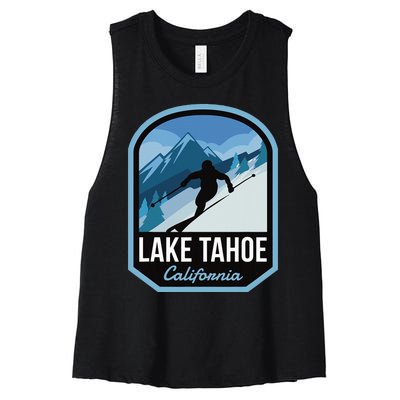 Lake Tahoe California Ski Mountain Women's Racerback Cropped Tank