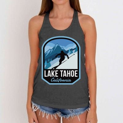 Lake Tahoe California Ski Mountain Women's Knotted Racerback Tank