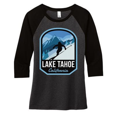 Lake Tahoe California Ski Mountain Women's Tri-Blend 3/4-Sleeve Raglan Shirt