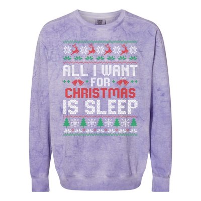 Lazy Tired Christmas I Want For Christmas Is Sleep Gift Colorblast Crewneck Sweatshirt