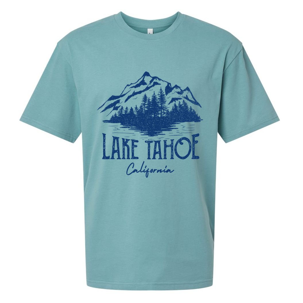 Lake Tahoe California Retro Mountain Vintage Gift Sueded Cloud Jersey T-Shirt