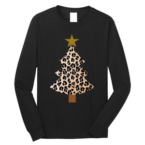 Leopard Tree Christmas Animal Lovers Xmas Long Sleeve Shirt