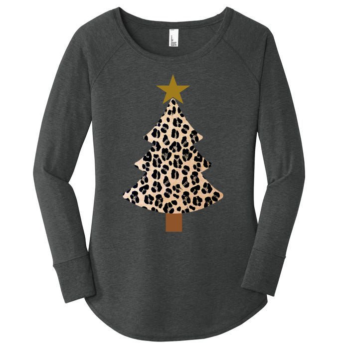 Leopard Tree Christmas Animal Lovers Xmas Women's Perfect Tri Tunic Long Sleeve Shirt