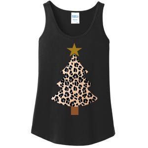 Leopard Tree Christmas Animal Lovers Xmas Ladies Essential Tank