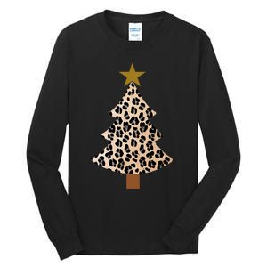 Leopard Tree Christmas Animal Lovers Xmas Tall Long Sleeve T-Shirt