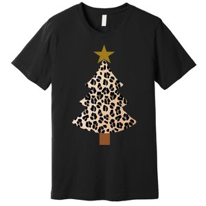 Leopard Tree Christmas Animal Lovers Xmas Premium T-Shirt