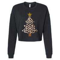 Leopard Tree Christmas Animal Lovers Xmas Cropped Pullover Crew