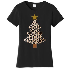 Leopard Tree Christmas Animal Lovers Xmas Women's T-Shirt